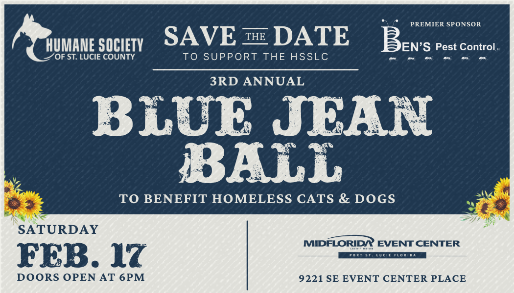 Save the date for the 2024 Blue Jean Ball to benefit the Humane Society of St. Lucie County