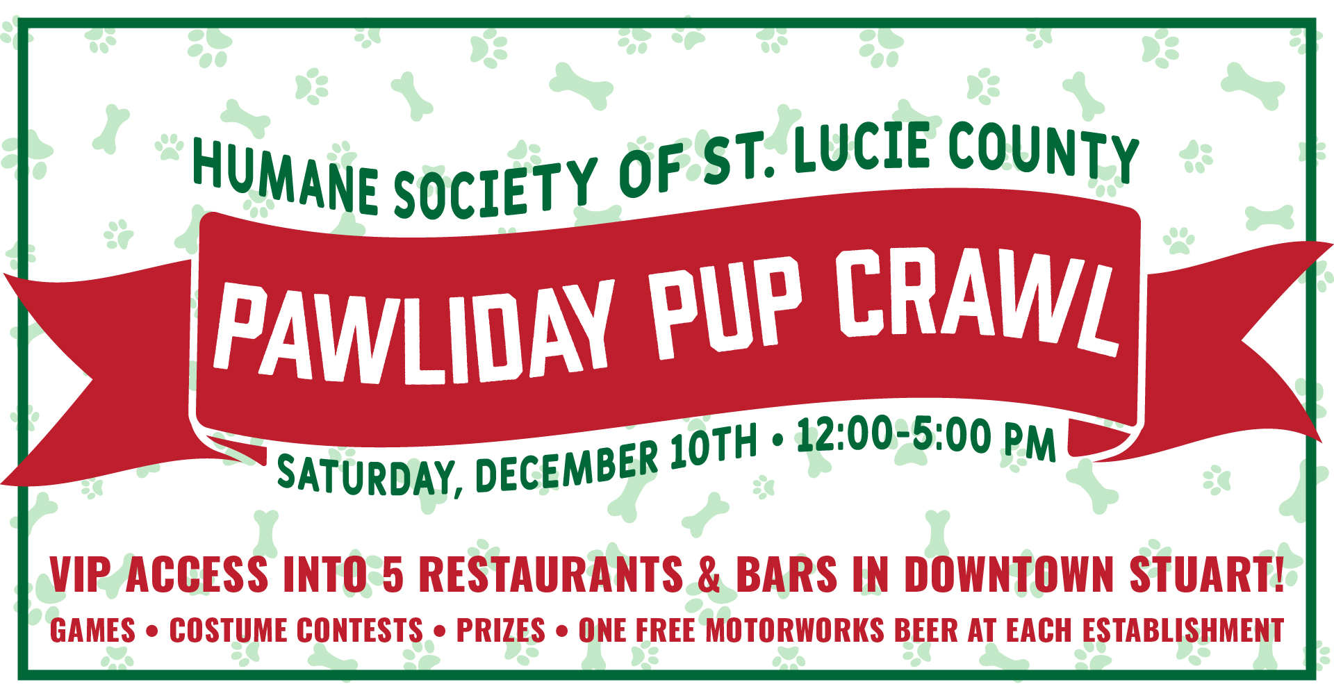 Pawliday Pup Crawl in Downtown Stuart hosted by the Humane Society of St. Lucie County