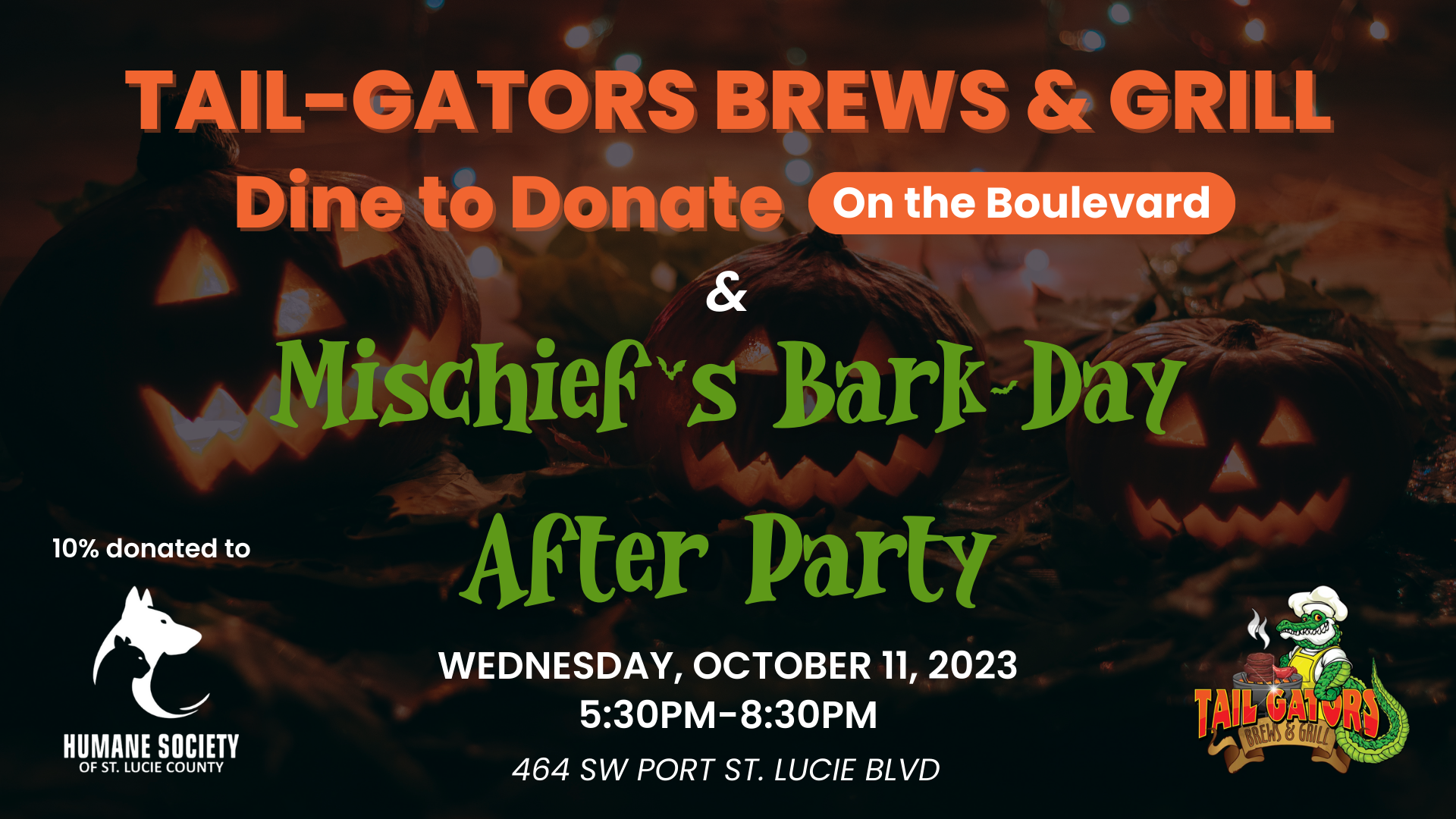 Dine to Donate at Tail Gators in Port Saint Lucie